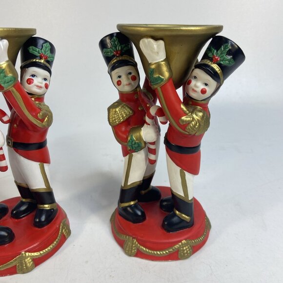 Partylite Christmas Candle Holders Toy Soldier Nutcrackers Holiday Pair Vtg 6 in - Picture 3 of 9